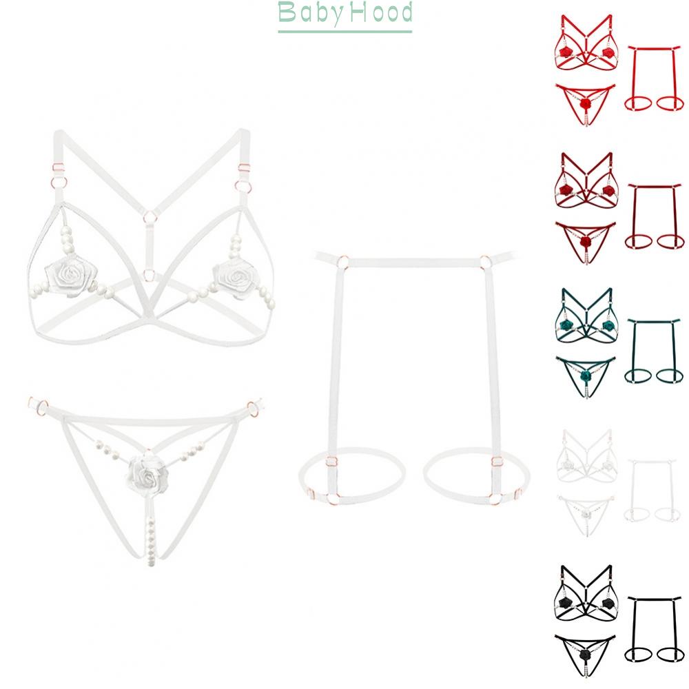 Sexy Lingerie Female Thong Sexy Rose Suit  Fishnet Tights Sexi Lace Garter strap#BBHOOD