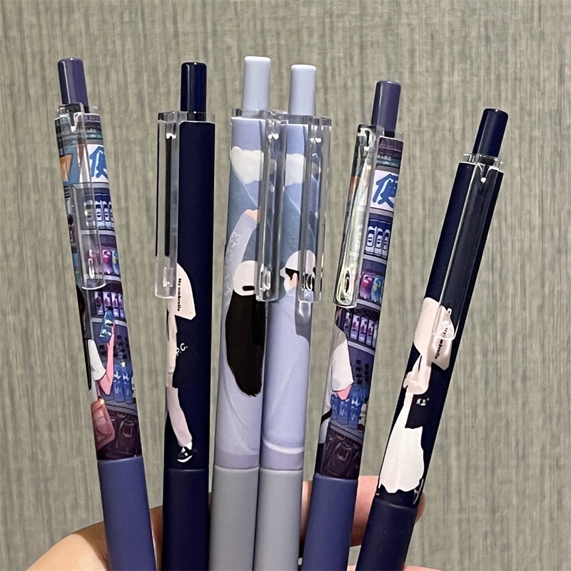6 Bút Mực Đen Ngòi 0.5mm Cho Học Sinh, Văn Phòng