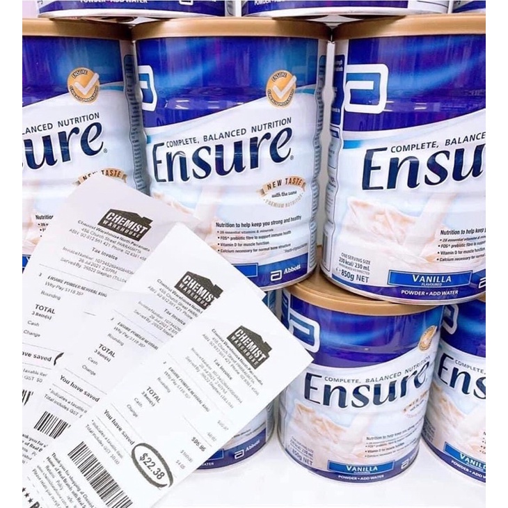 Sữa ensure úc lon 850gram - hàng đủ bill mẫu mới
