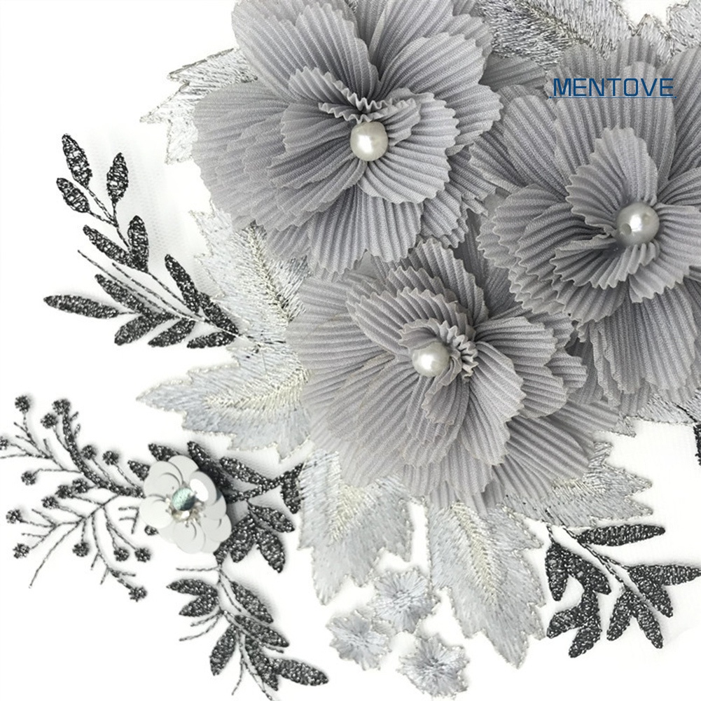 Miếng Dán Thêu Ren Hoa Đính Hạt Thủ Công Trang Trí Quần Áo Thun