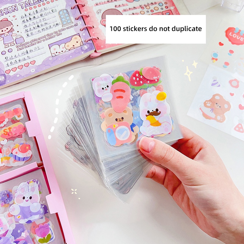 Bộ 100 Miếng Dán Hoạt Hình Xinh Xắn Dùng Trong Trang Trí   RYVN