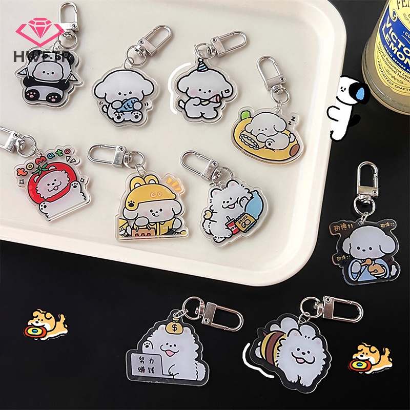 Móc Khóa acrylic Hình Chú Chó Hoạt Hình Đáng Yêu Sáng Tạo Cho Ba Lô / Xe Hơi Mới