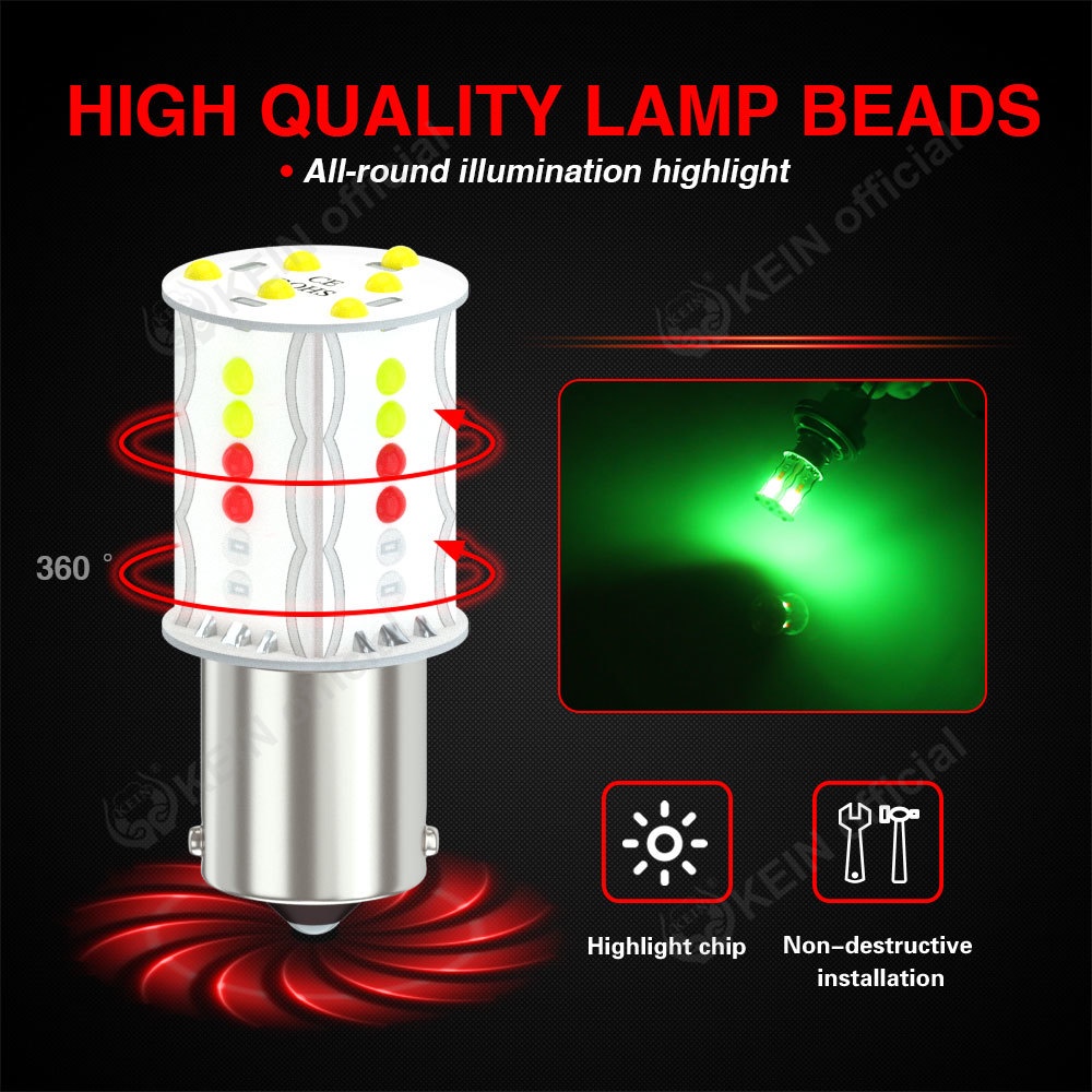 Kein Đèn led Nhiều Màu 1157 1156 p21w s25 1141 ba15s bay15d p21 / 5w Gắn Đuôi Xe Hơi