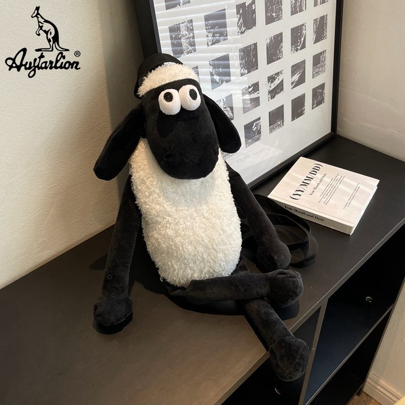 Ba Lô Lông Cừu Màu Trắng Đen Dễ Thương Cho Nữ