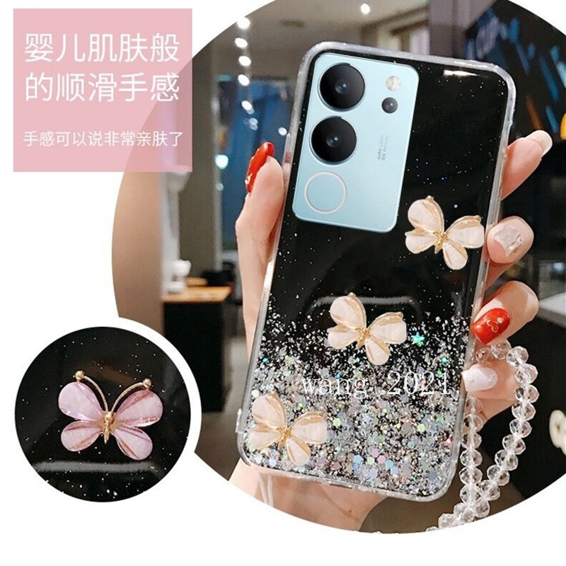 Ốp Điện Thoại Dẻo Đính Hình Bướm Ba Chiều Cho vivo v29 5g vivo v29e v29 pro y27 y78 y36 5g 4g 2023 vivov29 5g