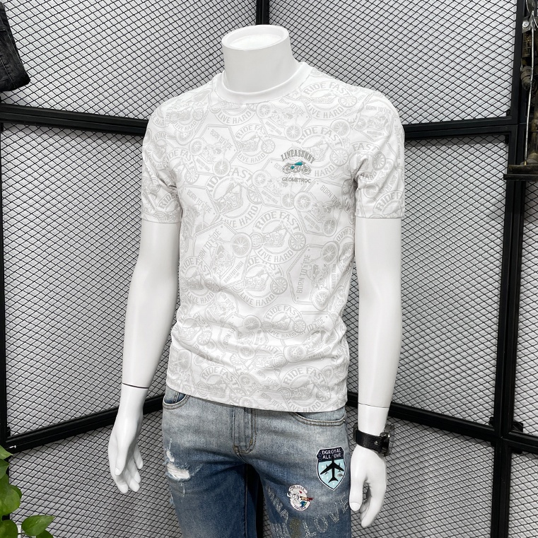 Hàng Có Sẵn!Áo Thun cotton Tay Ngắn Dáng Ôm Thêu Họa Tiết Trẻ Trung Thời Trang Cao Cấp Cho Nam 2023