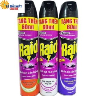 Bình xịt côn trùng Raid 600ml hương chanh/ không mùi/ lavender diệt đuổi kiến gian muỗi