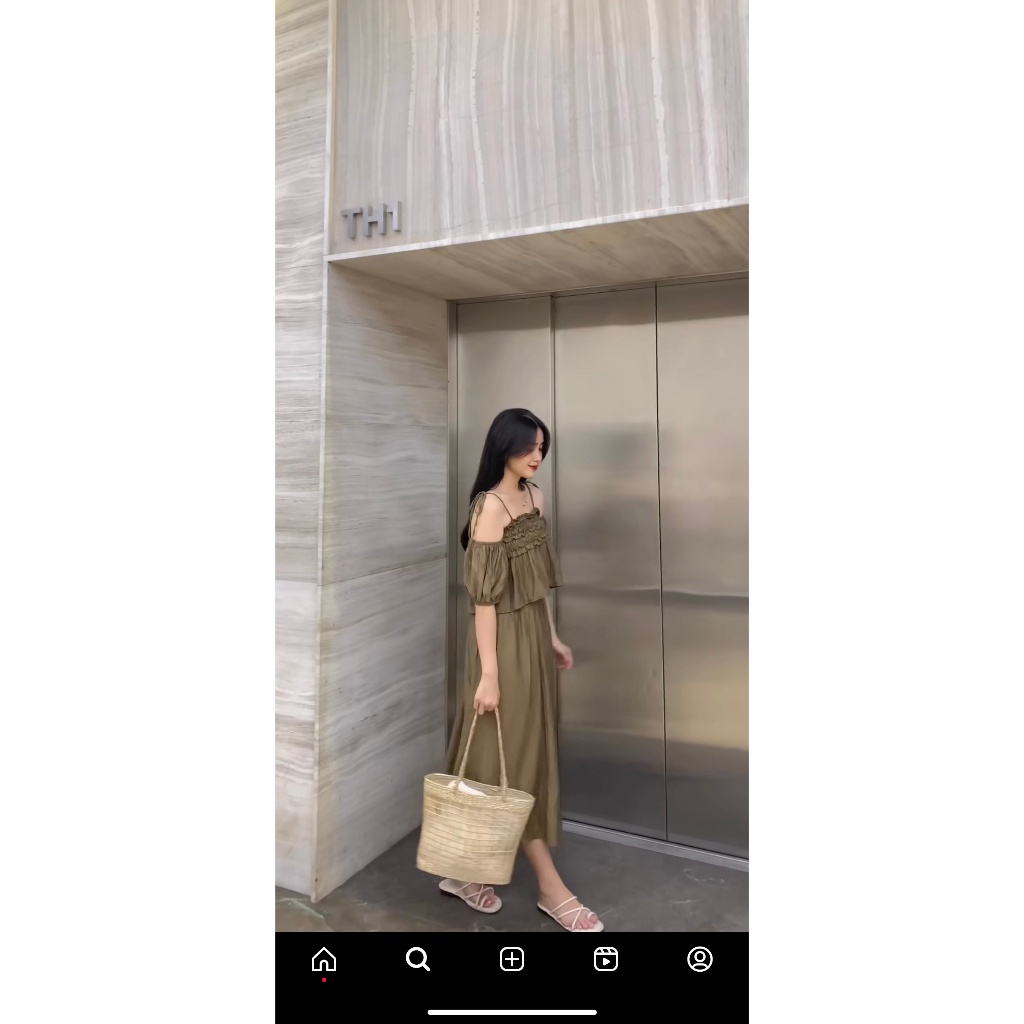 Sét áo 2 dây cúp ngực + chân váy dáng dài chun eo - Calina.vn - Set3367