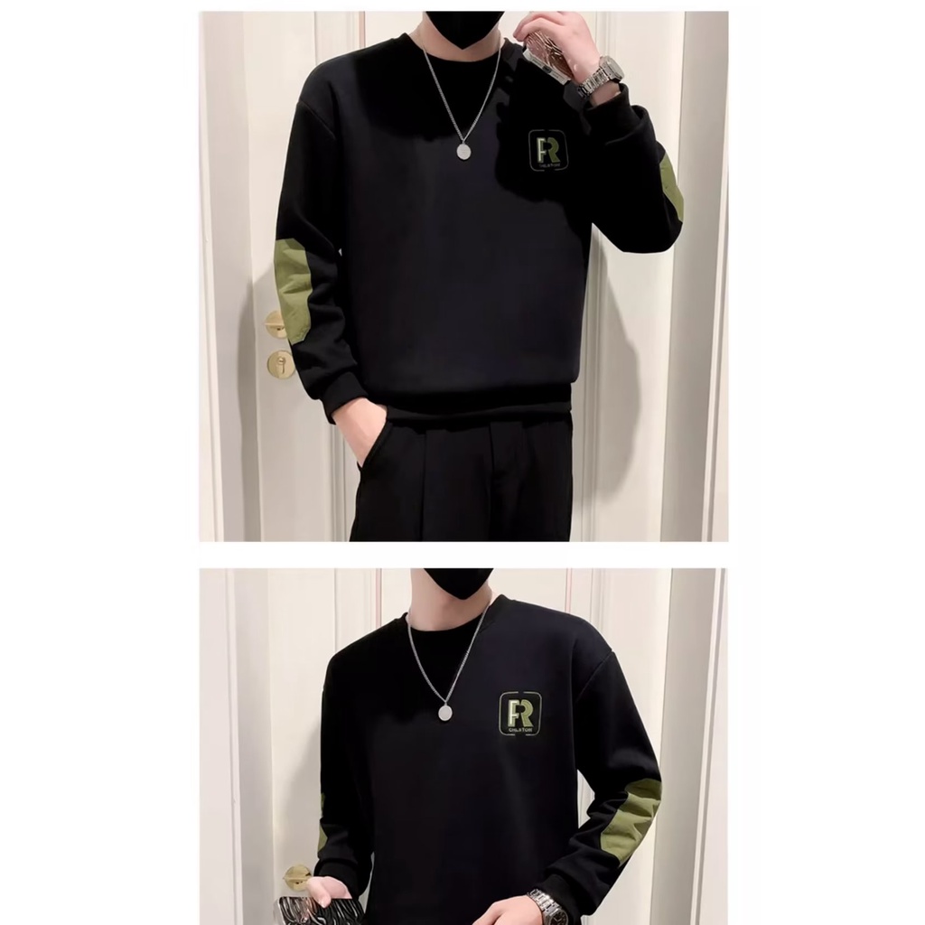 Áo Thun Nỉ Tay Dài Cổ Tròn Phong Cách Thời Trang Mới Cho Nam