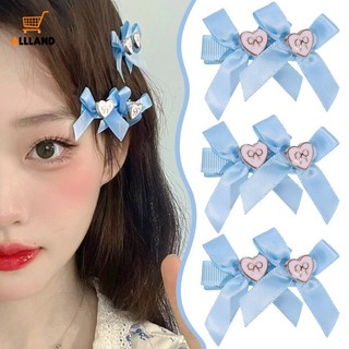 Kẹp tóc nơ hồng / xanh dương dễ thương hợp thời trang y2k