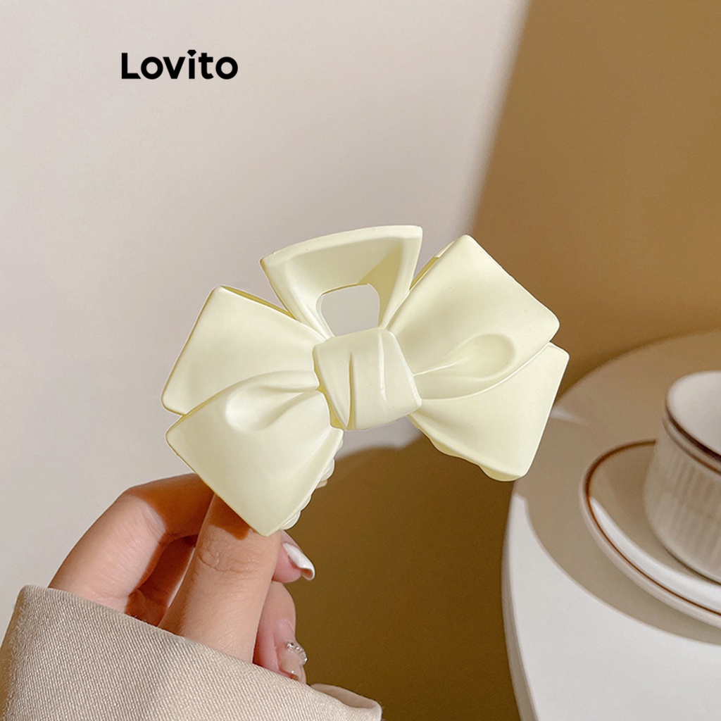 Kẹp tóc Lovito hình nơ màu trơn thường ngày cho nữ L63AD215