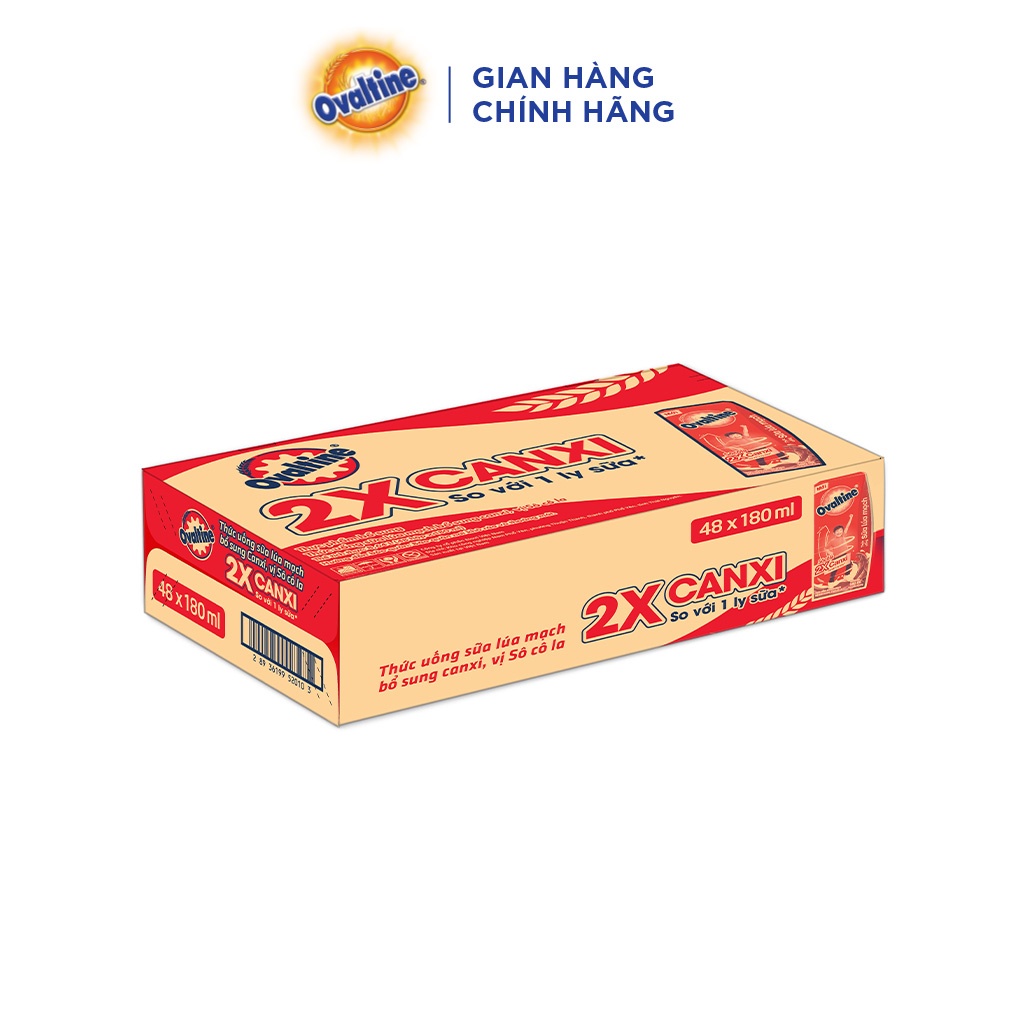 Thùng 48 hộp Thức uống lúa mạch gấp đôi Canxi hương vị sô-cô-la Ovaltine