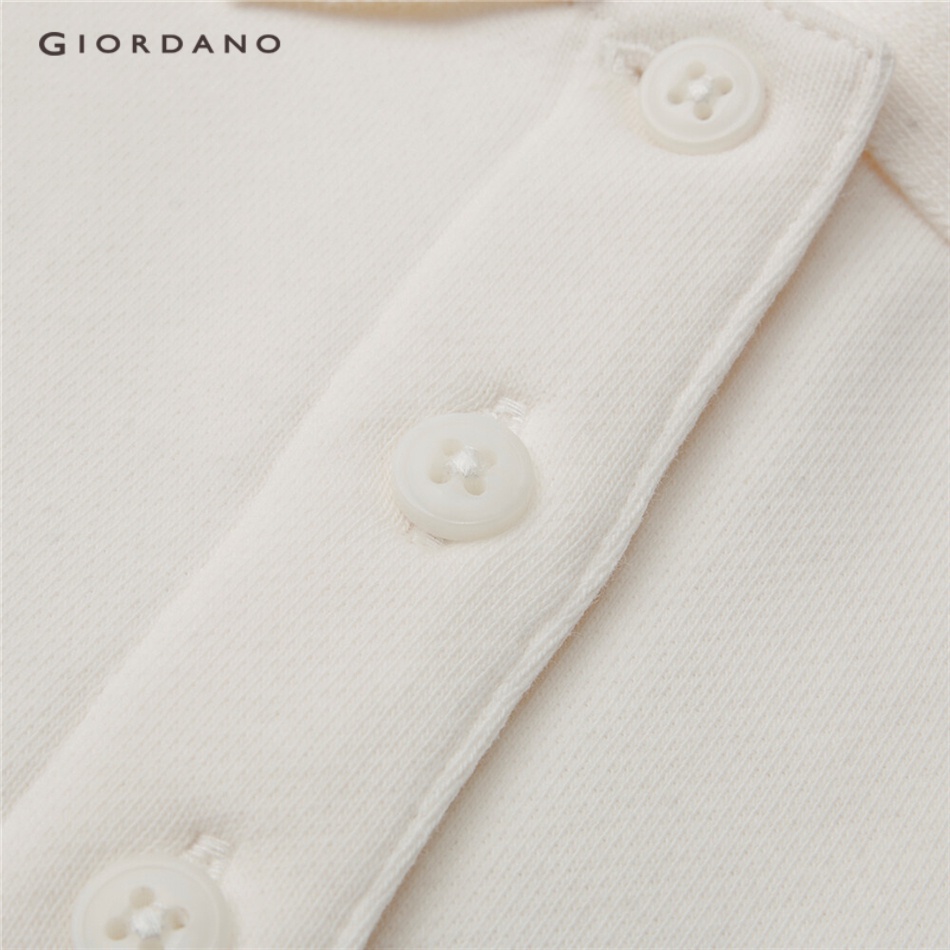 GIORDANO WOMEN Embroidery long sleeve loose polo shirt 05313784