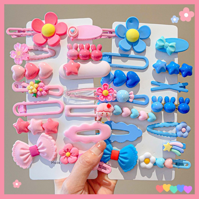 Set 14 / 14 Kẹp Tóc Hoạt Hình Siêu Dễ Thương Phong Cách Hàn Quốc Cho Bé