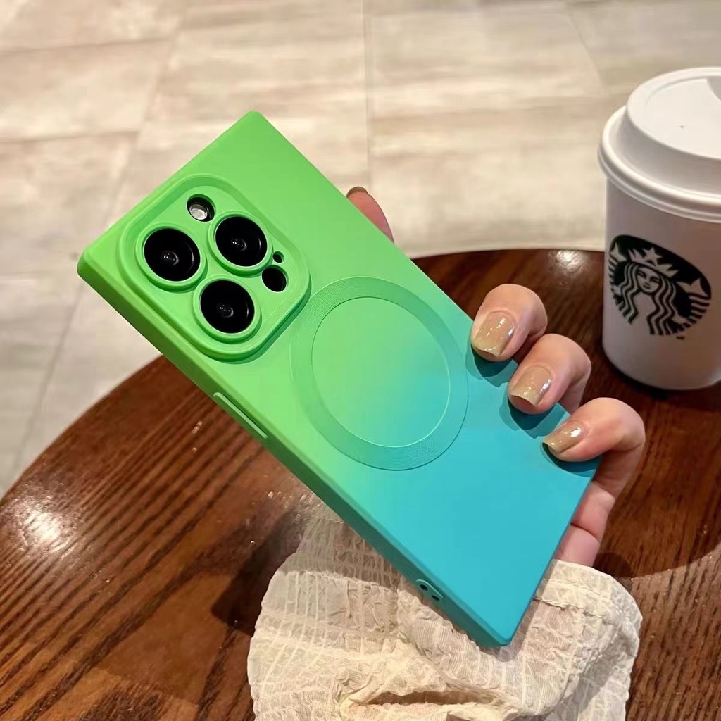 Ốp Điện Thoại Dẻo Hình Vuông Màu gradient Thời Trang Chống Rơi Cho iphone 15 14 13 12 11 pro max 15plus