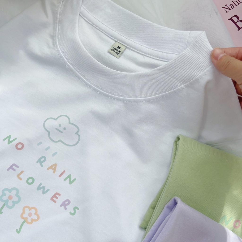 Áo baby tee No Rain No Flowers dễ thương áo thun nữ form vừa cotton 2c