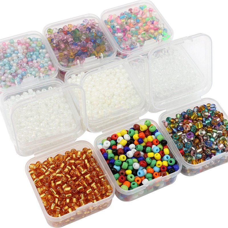 Set 500 / 250 Hạt Thủy Tinh Nhiều Màu 2mm / 3mm Làm Trang Sức Thủ Công diy