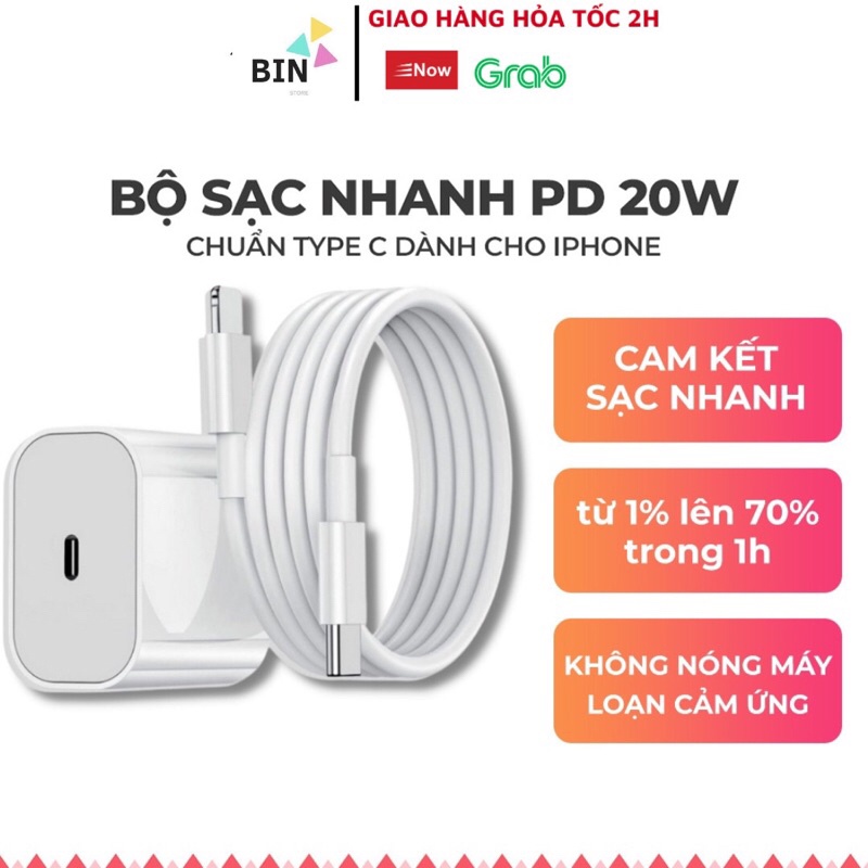 Bộ Củ Cáp Sạc Nhanh PD 20W Bảo Hành 24 Tháng,Không Nóng Máy ,An Toàn Ổn Định BIN Mall