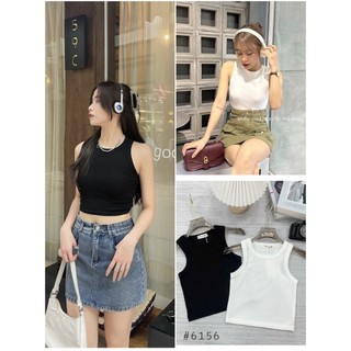 ÁO 3 LỖ dáng croptop vải tăm gân cotton mềm mịn, Aobalotamgan6156/P5k2