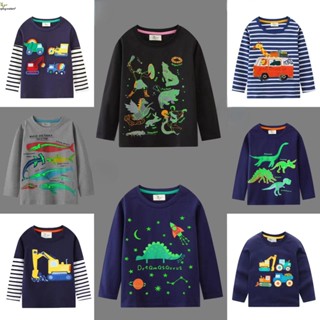 Áo Thun Tay Ngắn In Hình Xe Hơi / Khủng long Hoạt Hình Thời Trang Mùa Hè Cho Bé Trai