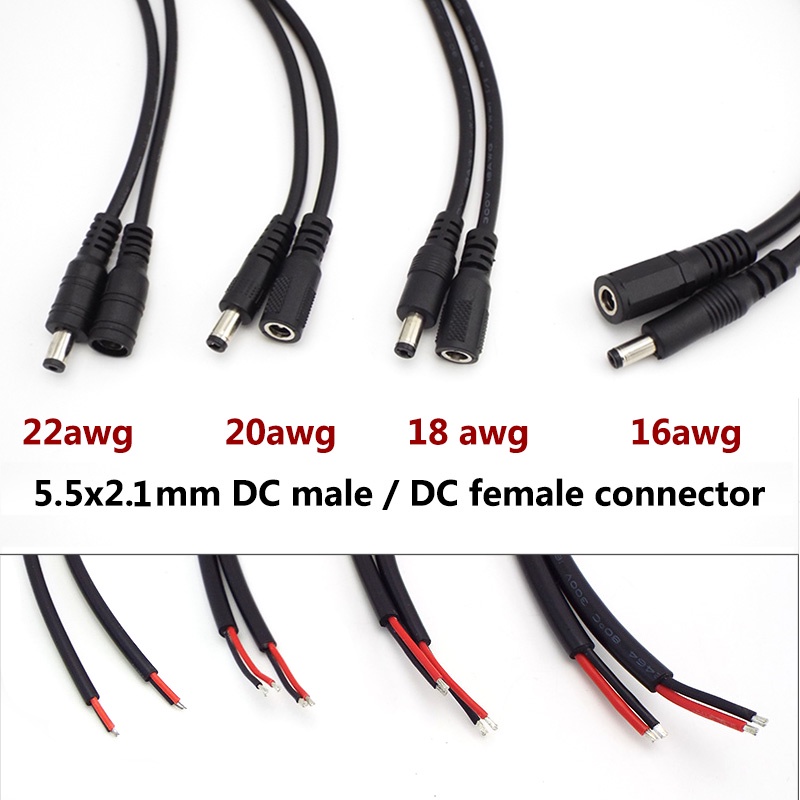 Dây Cáp Nối Nguồn 16 / 18 / 20 / 22awg 7a 10a dc 5.5x2.1mm vnh2