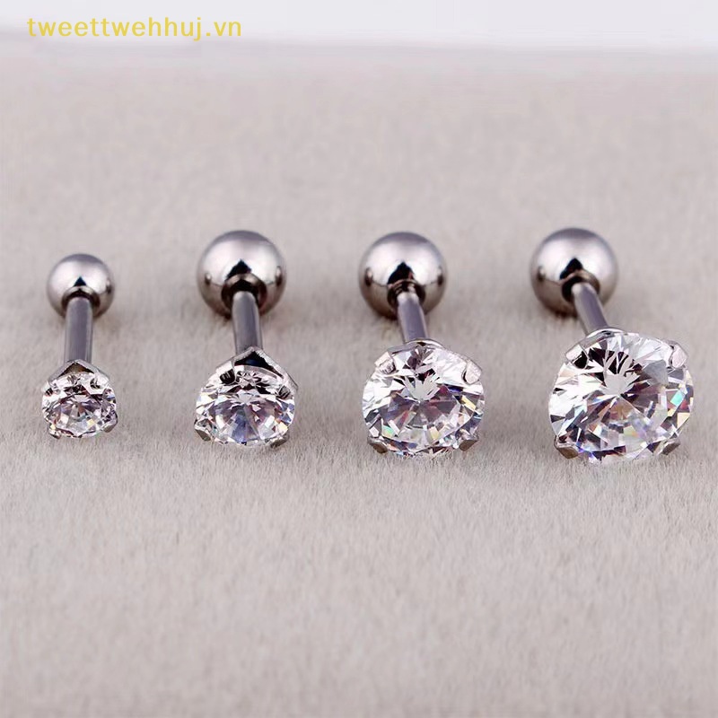 Tweehuj 1 Bông Tai 4 Chấu Đính Đá Thời Trang Cho Nam / Nữ vn