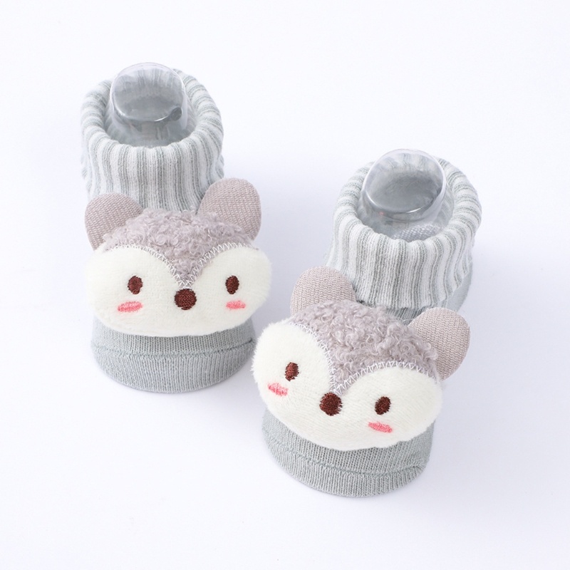 Set 3 Đôi Vớ Dệt Kim Thoáng Khí Chống Trượt In Họa Tiết Hoạt Hình Cho Bé Sơ Sinh