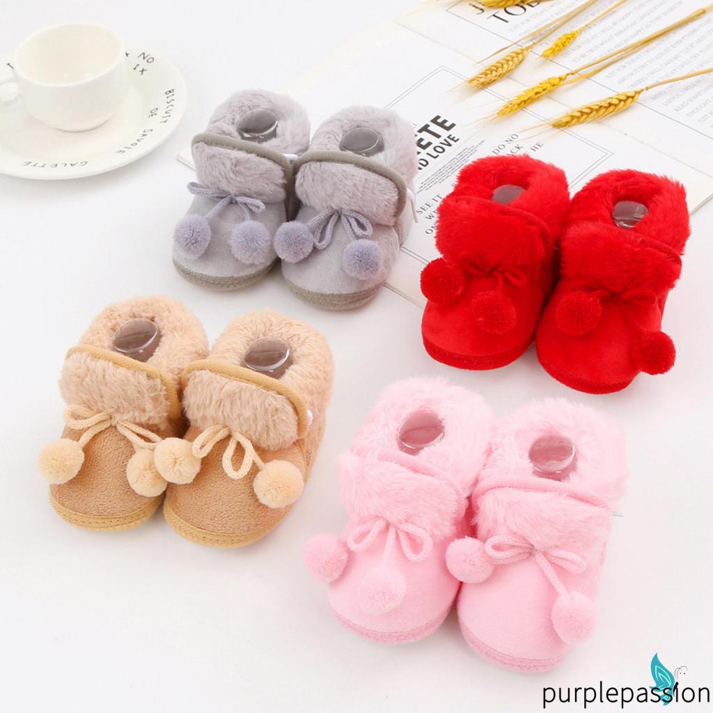 Đôi Bốt Đi Tuyết Vải Lông Ấm Áp Cho Bé