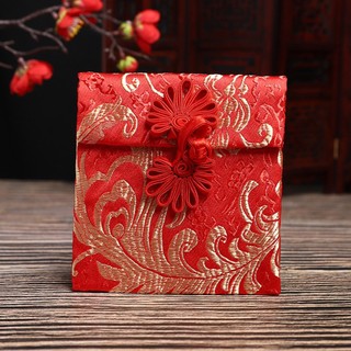 Bao lì xì vải gấm cao cấp túi gấm đỏ may mắn