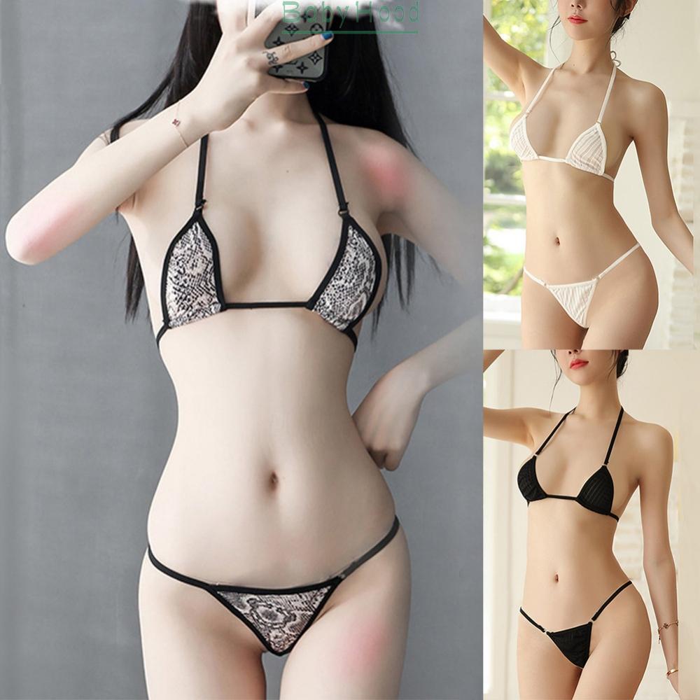 Sexy Women Tiny Thong Underwear G-String Bra Set Bikini Set Swimwear Nightwear#BBHOOD