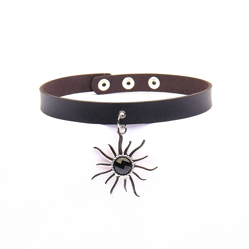 Vòng Cổ choker Da pu Mặt Thánh Giá / Trái Tim / Hoa Hướng Dương Màu Đen Phong Cách harajuku punk Cho Nữ