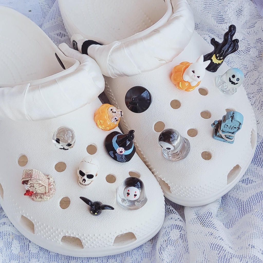 CROCS Phụ Kiện Trang Trí Giày Hình halloween / Bí Ngô / Đầu Lâu / Ma 3d diy