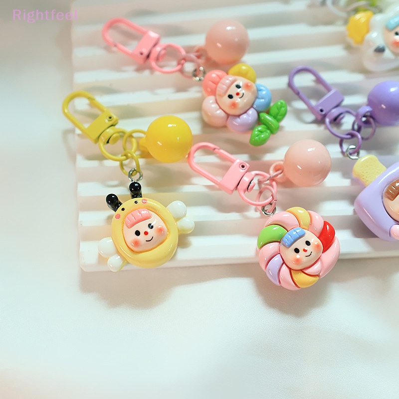 Móc Khóa Hạt Nhựa resin Nhỏ Một Mặt Hình Hoa Hướng Dương Hoạt Hình diy