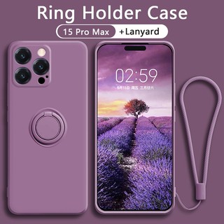 ốp lưng iPhone 15 Pro Max 15 Plus Giá đỡ vòng từ tính Chân đế silicon mềm Bảo vệ toàn diện Máy ảnh Dây buộc Chống va đập miễn phí
