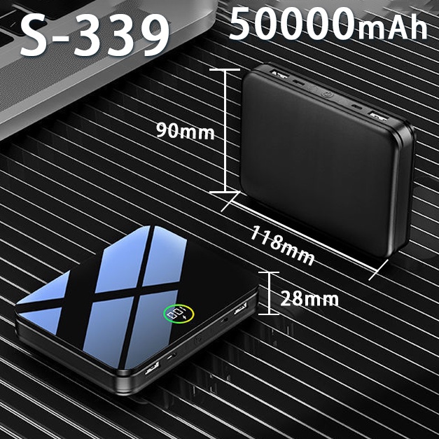 50000Mah Sạc dự phòng Mini Powerbank Di Động Màn Hình Kỹ Thuật Số Pin Siêu Mỏng Đầu Ra Kép Đầu Vào Kép Powerbanks