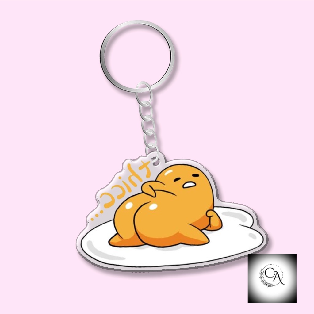 Móc Khóa Mica nhựa Arcrylic in hoạt hình Gudetama siêu dễ thương trang trí túi xác ba lô làm quà tặng
