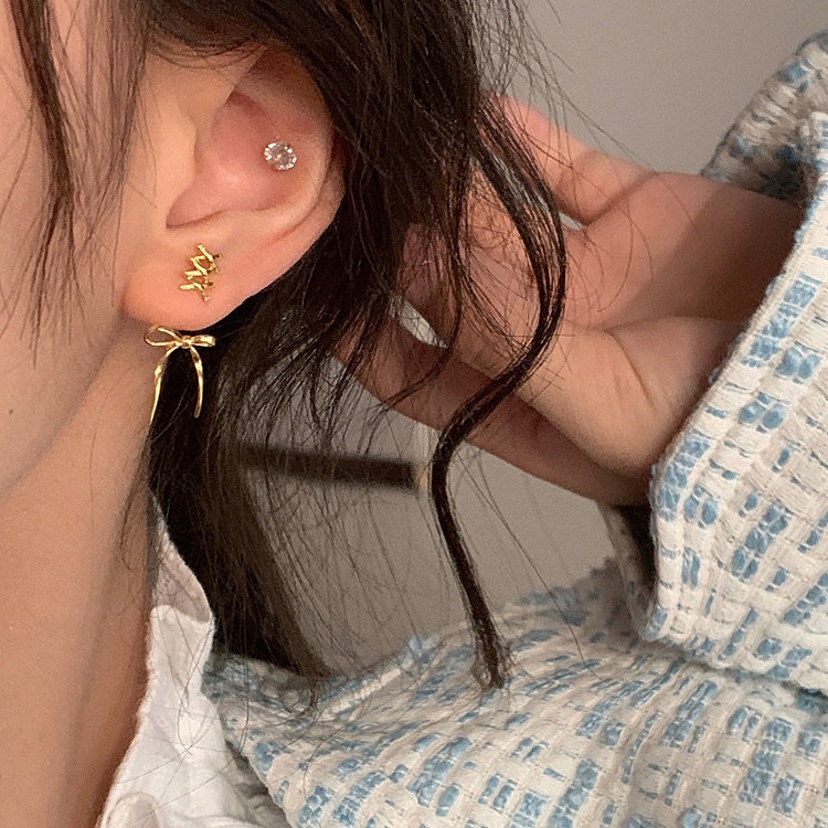 Mới Bông Tai Mạ Bạc 925 Hình Nơ Ruy Băng Xinh Xắn Thời Trang Cho Nữ