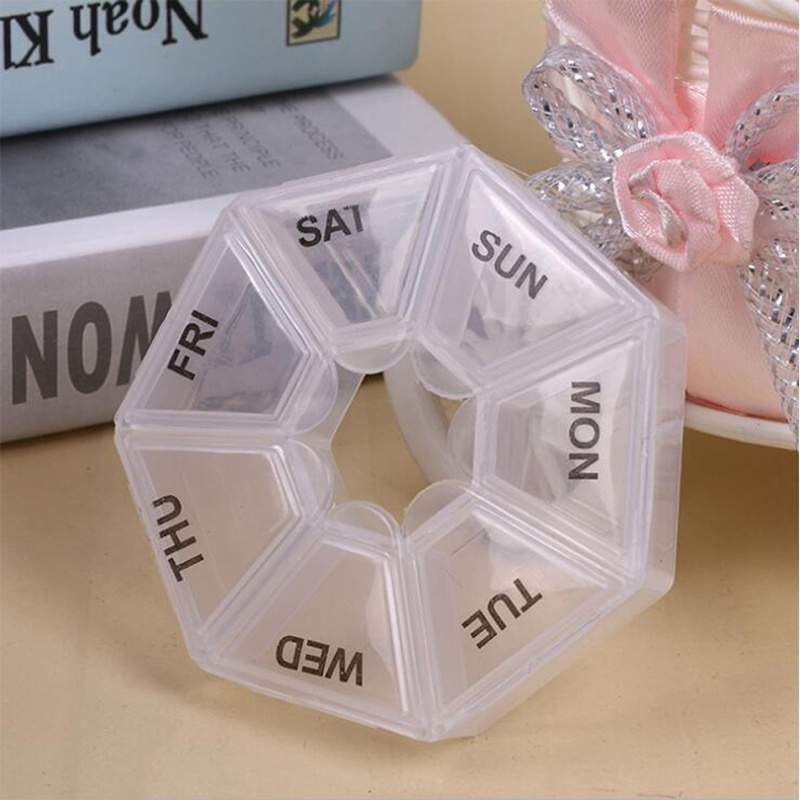 Weekly Pill Organizer Clear 7-Sided Pill Reminder Vitamin Tablet Storage Case