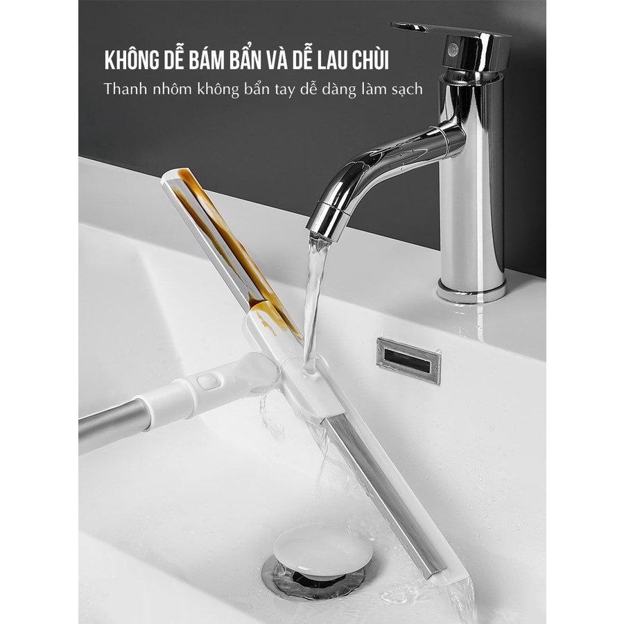 Cây gạt nước lau kính silicon đa năng khớp xoay 180° cán nhôm cao cấp 75-125cm