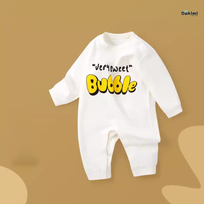 Bodysuit cho bé dài tay DAKIMI Hình Gấu dễ thương, Áo liền quần cho bé chất Cotton mềm mịn, quần áo sơ sinh cho bé 0-12M