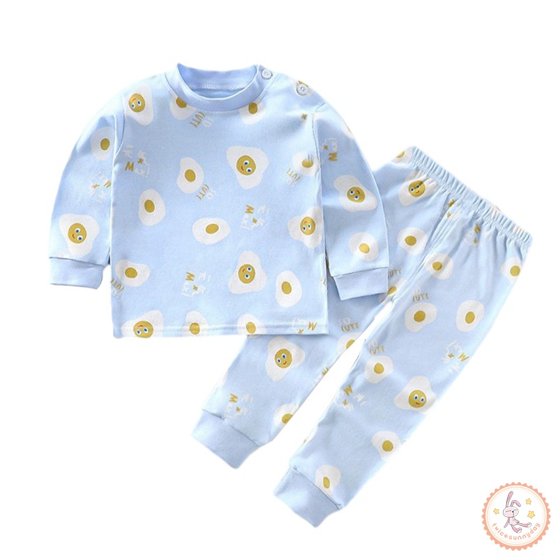 Bộ Đồ Ngủ 2 Món Bằng cotton Tay Dài Mềm Mại Thân Thiện Với Da Dành Cho Trẻ Em