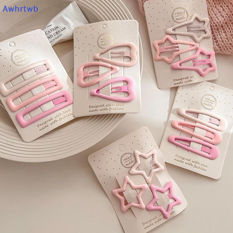 Bộ 3 Kẹp Tóc mini Hình Ngôi Sao Màu Hồng Nhám Phong Cách Hàn Quốc Cho Nữ Mới