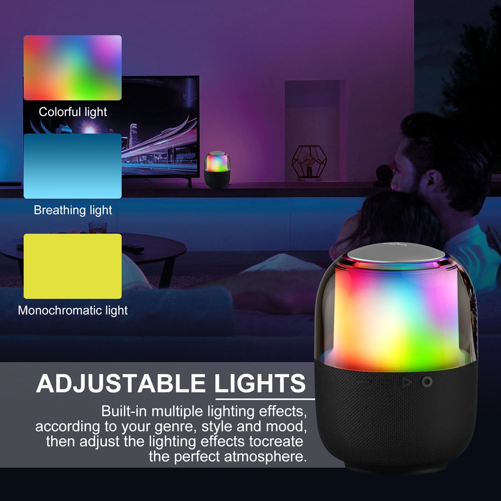 Goojodoq Loa bluetooth RGB không dây đèn nền LED mini USB âm thanh cho máy tính xách tay