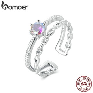 Bamoer nhẫn bạc 925 kiểu dây xích thời trang cho nữ
