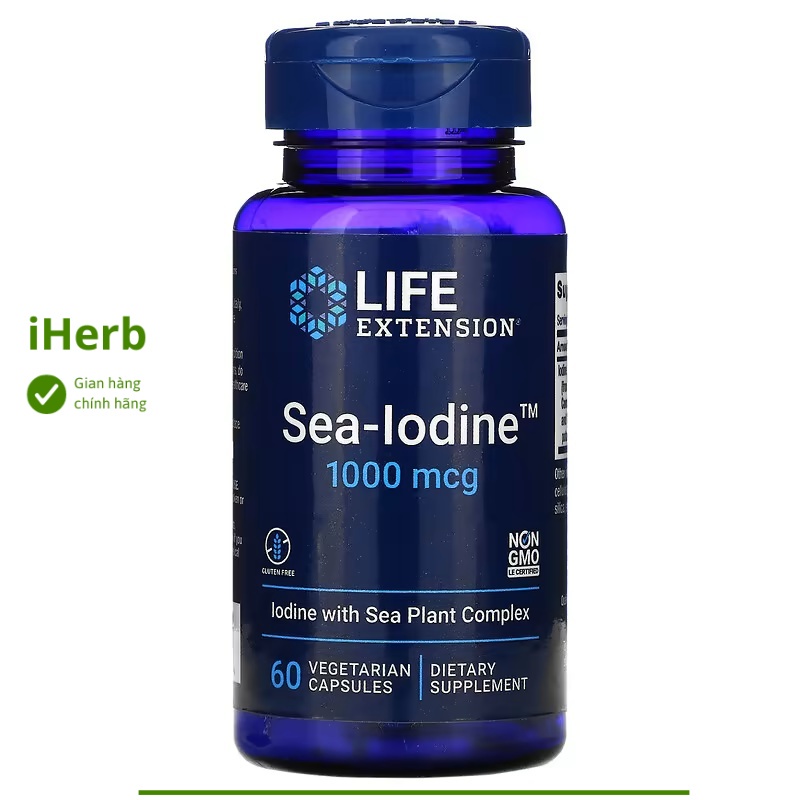 Viên uống hỗ trợ sức khỏe tuyến giáp Sea-Iodine bổ sung I ỐT 1000 mcg Life Extension  - iHerb Việt Nam