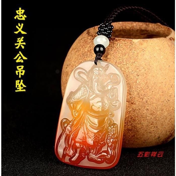 Mặt Dây Chuyền Đá Mã Não Đỏ Bvv carnelian guan gong Cho Nam Và Nữ