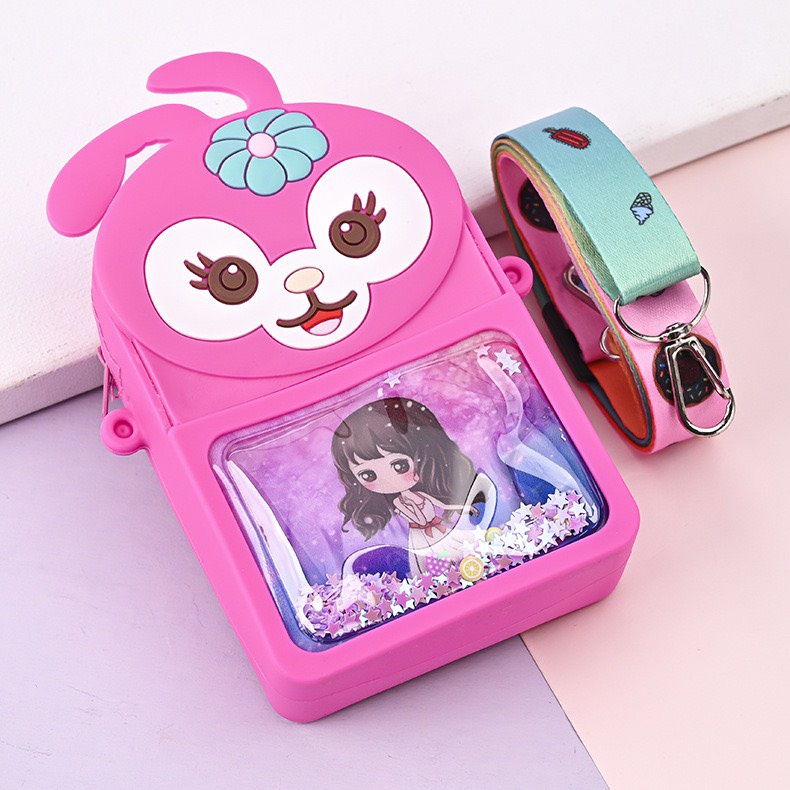 Túi xách silicon pop it kim sa hình thỏ hoa đeo chéo thời trang đựng bao bì lì xì, mỹ phẩm