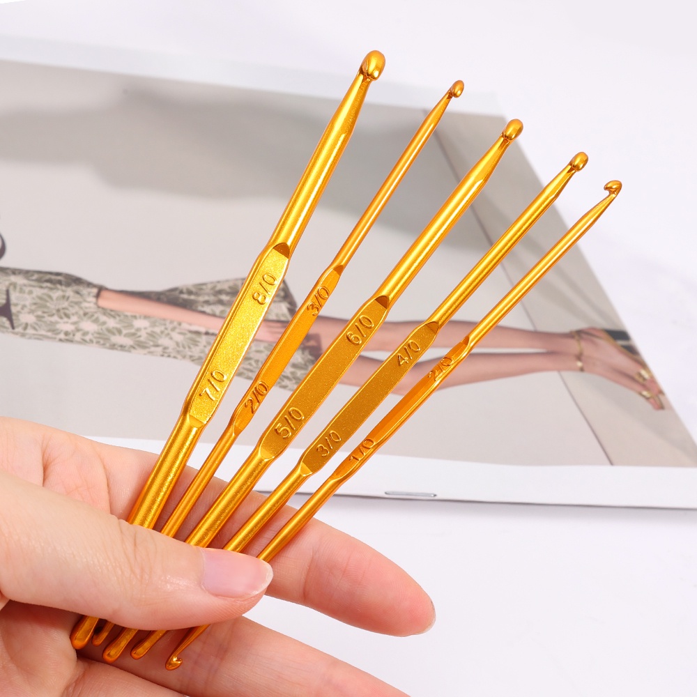 Móc Đan Len Bằng Nhôm Mạ Vàng 2.5 / 3 / 3.5 / 4 / 4.5 / 5 / 5.5 / 6mm