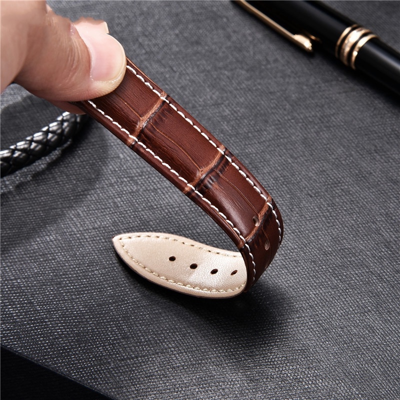 Dây Đeo Đồng Hồ Bằng Da Bò 18mm 20mm 22mm 24mm Cho Nam Nữ