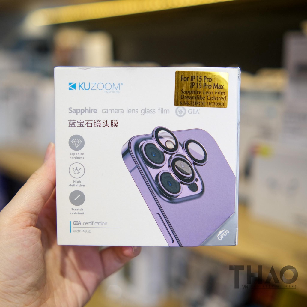 Dán bảo vệ lens camera KUZOOM SAPPHIRE dành cho iPhone 15Pro/15Promax